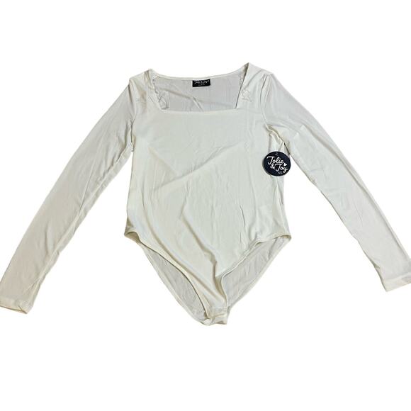 Women Bodysuits Jumpsuit white Square Long Sleeve stretch Bodycon panties button - Picture 1 of 8